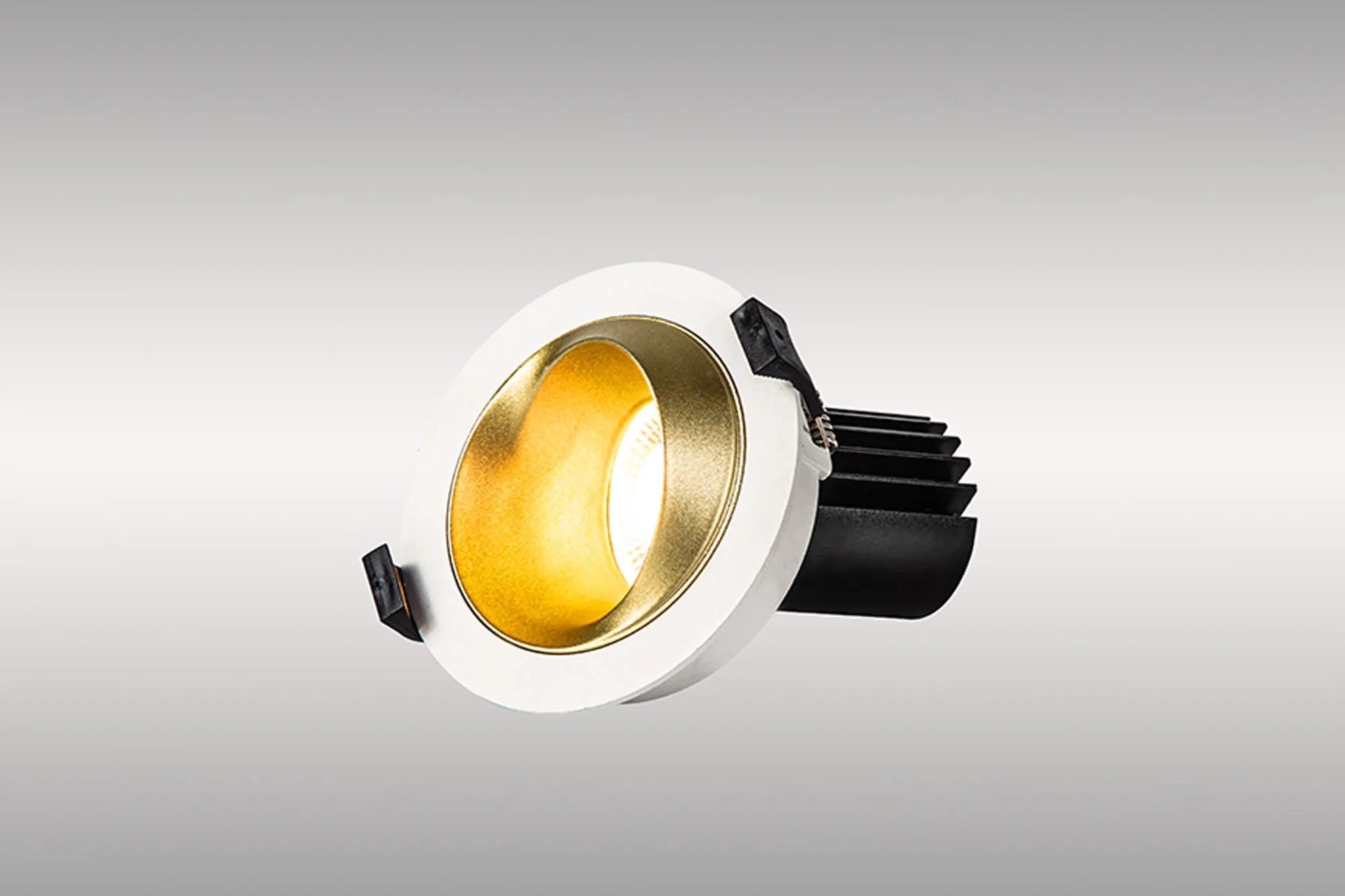 DM202446  Bonia 12 Powered by Tridonic 12W 1200lm 4000K 36° LED Engine,350mA White/Gold 27° Angled Round Downlight , DRIVER NOT INC. 5yrs Warranty